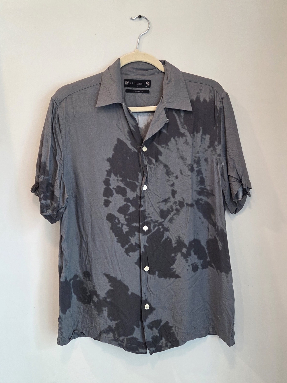 AllSaints Gray & Charcoal Camp Shirt